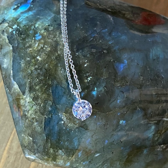 Sterling silver solitaire CZ necklace 💎💕 - Picture 3 of 5
